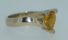 14K Natural 1 Carat Yellow Sapphire & Diamond Ring