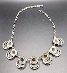 Vintage SARAH COVENTRY Silver Tone Faux Black Onyx Choker Necklace 17.5” Adjusts