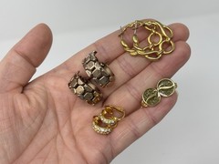 Vintage 80s 90s Bold Estate Mixed Costume Earring Lot (10) Gold Tone Enamel