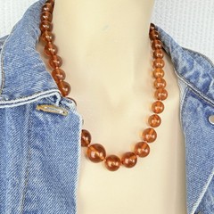 Vintage Baltic Amber Graduated Honey Cognac Hand Knotted Beaded Necklace