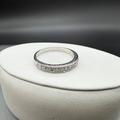 Vintage Silver Tone CZ Engagement Band Wedding Set Ornate Cocktail Ring Size 8.5