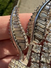 Vintage Pennino Brooch Rhinestone Floral Baguette Stones Glass Repaired Jewelry