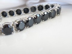 Sterling Silver 925 Natural 50tcw Black Spinel Tennis Bracelet 8″