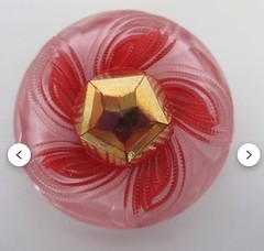 Large Vintage Glass Pinwheel Red Pink Button Made To Be Pin Brooch 1 3/4 Inch