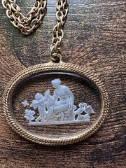 Goldette NY Reverse Intaglio Pendant Cameo Necklace with Chain Cupid Venus