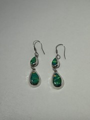 Vintage Stamped Mexico 950 Silver Created Fire Opal Drop Earrings