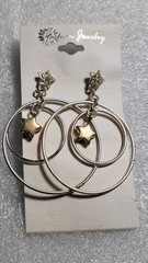 6 Pairs NEW VINTAGE DANGLE HOOPS EARRINGS PIERCED DROP BIG CLASSIC • OLD STOCK