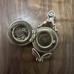Antique Gold Tone Floral Engraved Round Locket Pendant Art Nouveau Pre‑1920
