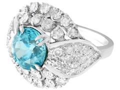 Vintage 5.70 Ct High Zircon 3.15 Ct Diamond 18k White Gold Dress Ring Size 5.5