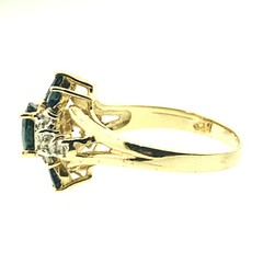 STUNNING 14K YELLOW GOLD SAPPHIRE & DIAMOND COCKTAIL RING