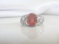 DJoy Sterling Silver 925 Pink Tanzanian Natronite Ring Size 7