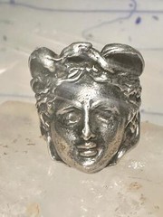 Face ring Mercury Greco Roman Classical face band size 7.50 sterling silver wome