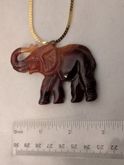 Glass Elephant Pendant And 18 Inch 2.5 mm Herringbone Chain Vintage