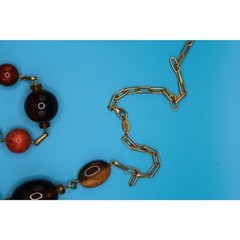 a.v. max Signed Vintage Chunky Necklace Multi Colored Glass Beads Gold Tone 18 i