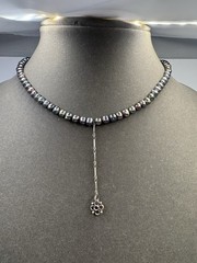 Peacock Dyed Freshwater Pearl Necklace Iridescent Black Baroque Lariat Drop