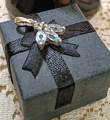 Vintage Sterling Silver 925 Natural Sky Blue Marquise Topaz Pendant