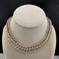 Vintage Western Germany Necklace Silver Tone Pink Lightweight 16”