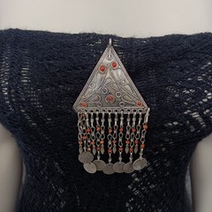 Tribal Chandelier Necklace Ethnic Statement Coin Fringe Vintage Boho Jewelry VTG