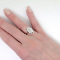 1.54CT Old European Cut Lab Created Diamond 14K Gold Over Art Deco Vintage Ring