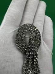 Vintage Weiss Brooch Pin Art Deco w/Dangles Fancy Clear Rhinestone Silver Tone