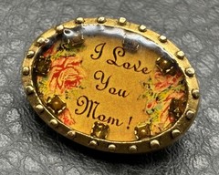 Maximal Art ‘I Love You Mom’ Floral Rhinestone Victorian Style Brooch Pin