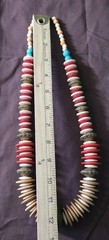 Vintage Boho Tribal Style Disc Bead Necklace Mixed Material Chunky
