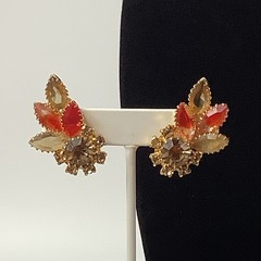 D&E Juliana Pink Givre Earrings Crystals Climber Gold Tone 1.75″