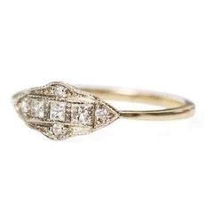 Art Deco Style Princess Cut Lab Created Diamond 14K White Gold FN Wedding Ring