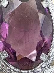 Antique Art Deco Rhodium Plated Filigree Bracelet JHP John Peckman Purple Stone