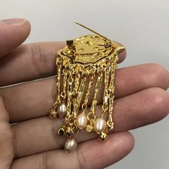 Women Evil Eye Brooch Vintage Pearl Tassel Pin Zinc Alloy Fashion Jewelry