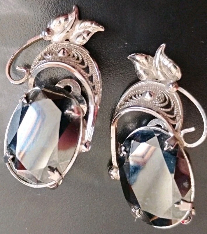 Jeff James Jr Designer .925 Sterling Clip On Earings Leaf Motif 10.21 Grams