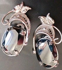 Jeff James Jr Designer .925 Sterling Clip On Earings Leaf Motif 10.21 Grams