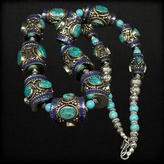 Nepali Ethnic Jewelry Beautiful Turquoise Tube Huge Vintage Handmade Necklace