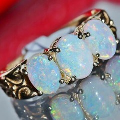 14k yellow gold ring 1.25ct Australian fiery opal size 5.75 antique 3.8gr N3005D