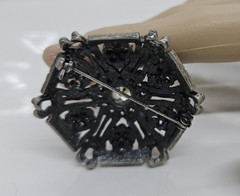 Vintage Rhinestone Multi Stone Brooch Metal 1.5″