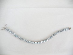 Sterling Silver 925 Natural Heated Blue Topaz Tennis Line Bracelet 7.5″