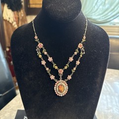 Vintage Avon Nina Ricci Fairy Cottagecore Floral Botanical Pastel Necklace 2008