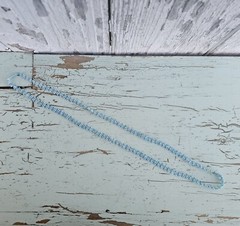 Vintage Navajo Seed Glass Bead Sky Blue and White Daisy Chain 12″ Loop Necklace