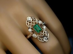 2.30 Ct Natural Emerald Art Deco Antique Vintage Wedding Ring 14K Rose Gold FN