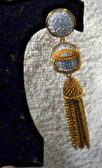 Swarovski Dangle Clip Earrings Crystal Gold Tone Chain Tassels vintage