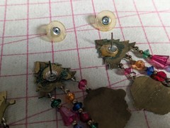 Vtg 80s (2) Watta KCFA Laundry Christmas Santa Earrings Lunch At The Ritz -like