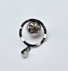 Vintage Sterling Silver Pink Pearl Circle Petite Modernist Pendant – 2.0g