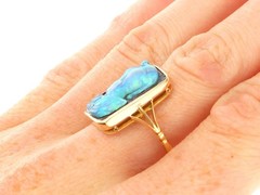 Antique 2.30Ct Black Opal and 18k Yellow Gold Cameo Ring Circa 1900