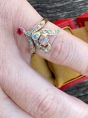 Vintage Rare Antique Nice Fancy 10k Solid Gold Diamonds and Rubie Ladies Ring