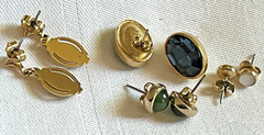 Vintage Lot of 4 Elegant Gold-Tone Earrings Various Colors Pierced Ears