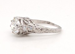 Art Deco Diamond Engagement Ring 1.20ct D VS1 Ideal Platinum IGI Original 1920’s