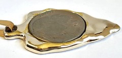 Vintage Arrowhead 1935 Buffalo Nickel Pendant Necklace Goldtone Silvertone