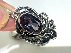 Vintage 1974 Soviet Silver 875 Set Alexandrite Color Change Filigree Kharkiv 4ХЮ