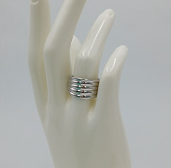 VTG 925 Ribbed Band Ring Size 7.5 Sterling Silver 7.62g 0.5in Wide Classic Flat