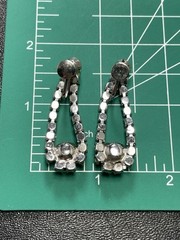 Vintage 1.6” Aqua Blue Crystal Rhinestone Dangle Screw Back Earring